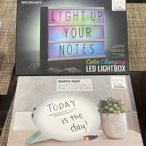 Mercury Color Changing LightBox and Sharper Image Speech Bubble Message Board.